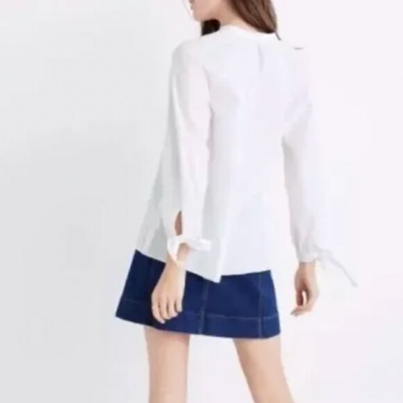 Madewell white blouse with tie sleeves - Picture 1 of 5